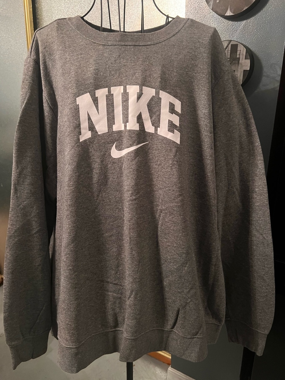 Women’s Nike Dark Gray Crewneck Sweatshirt with White Logo